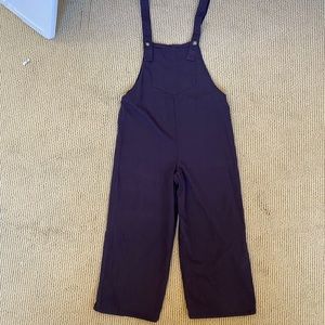 Purple wide leg linen cropped overall
